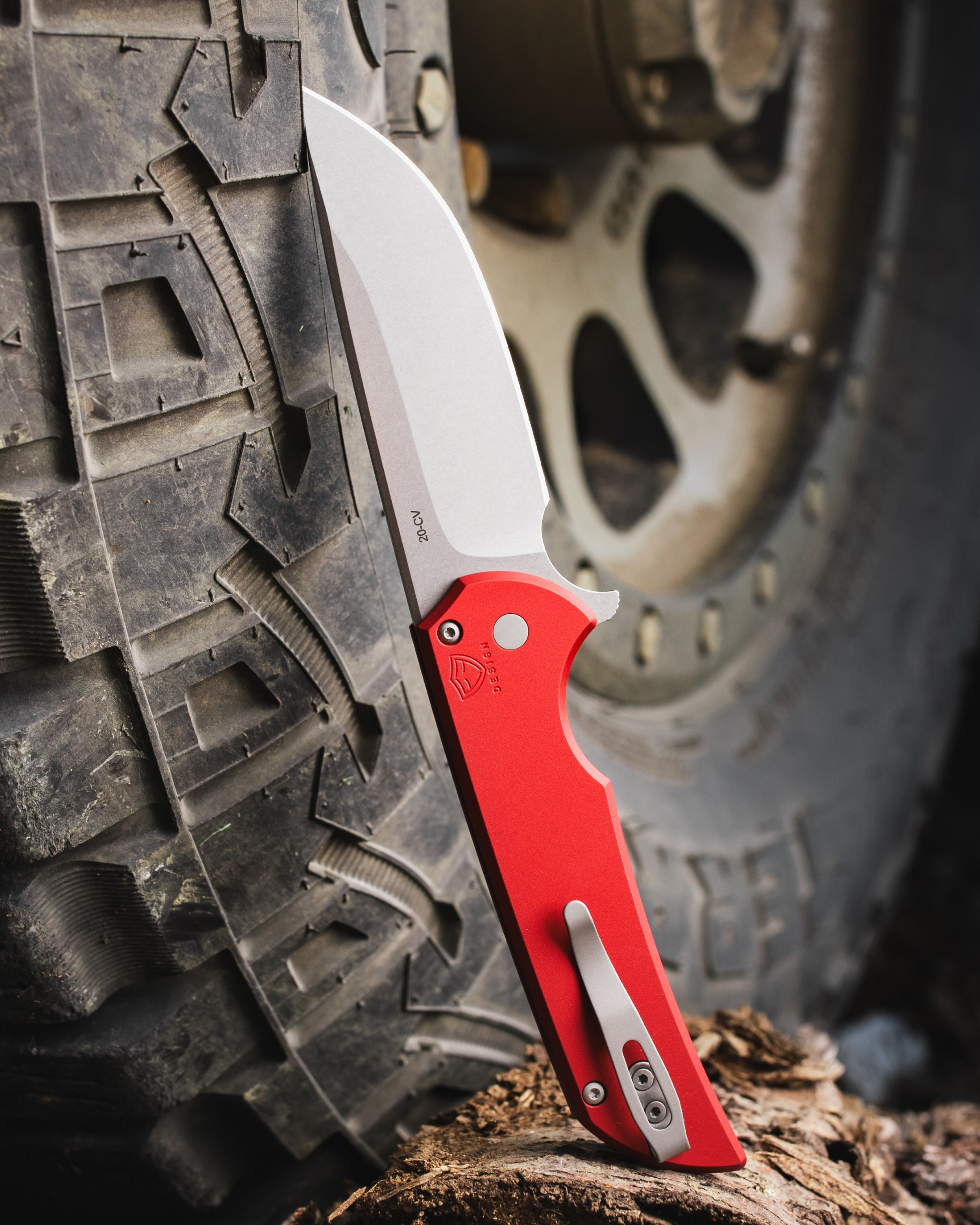 Pro-Tech-Pro-Tech Mordax (MX101.Red.20CV) - Red Handle - Stonewash 20-CV Blade - Blasted Hardware-2-Urban Cutlery