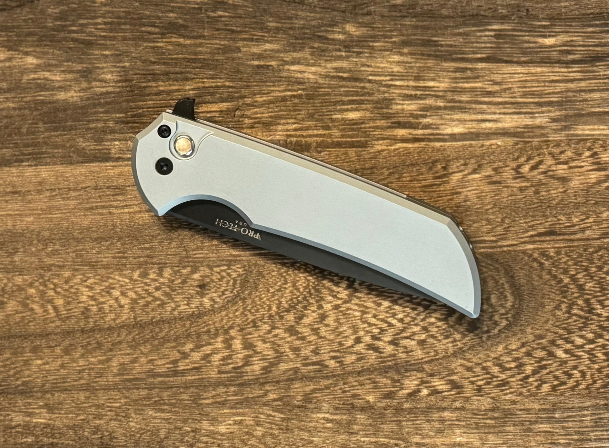 Pro-Tech-Pro-Tech Mordax (MX103-Grey) - Grey Handle - DLC Black S45VN Blade - MOP Push Button - Black Deep Carry Clip-3-Urban Cutlery