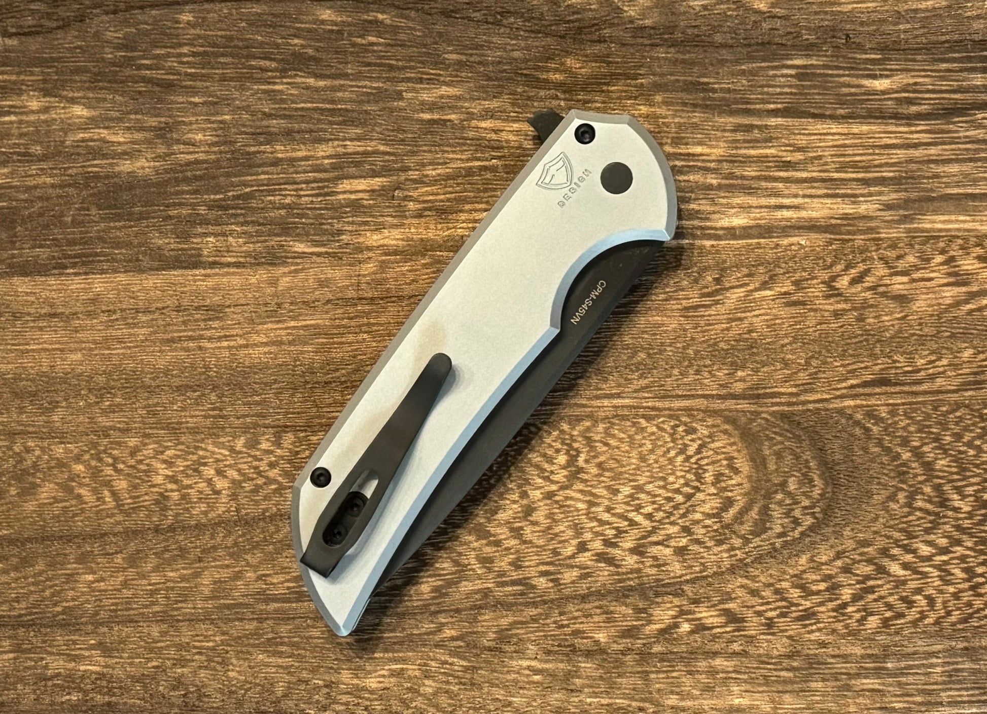 Pro-Tech-Pro-Tech Mordax (MX103-Grey) - Grey Handle - DLC Black S45VN Blade - MOP Push Button - Black Deep Carry Clip-4-Urban Cutlery