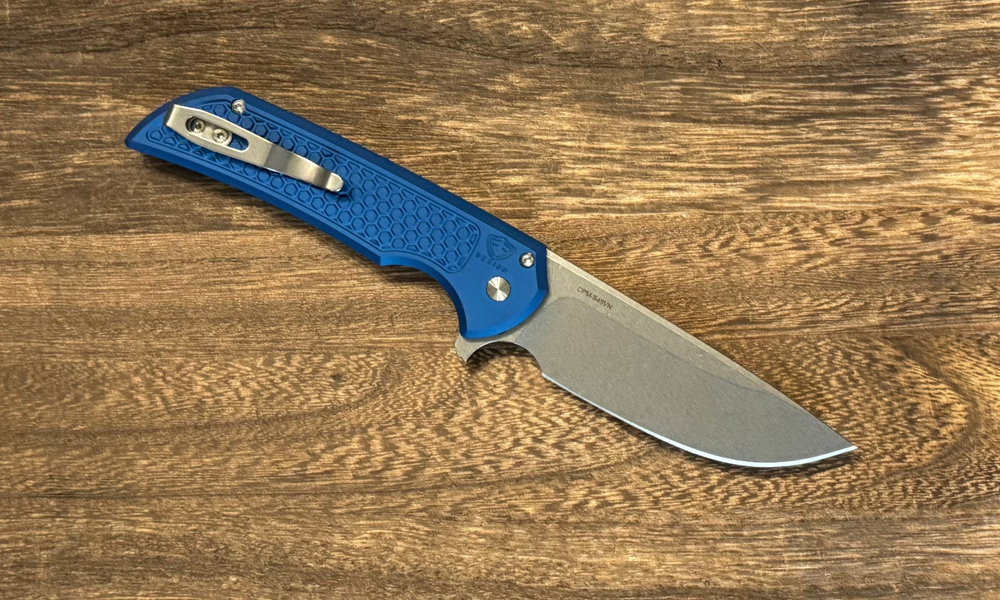 Pro-Tech-Pro-Tech Mordax (MX105-BLUE) - Blue Honeycomb Textured Handle - Stonewash S45VN Blade - Blasted Mini Deep Carry Clip-2-Urban Cutlery