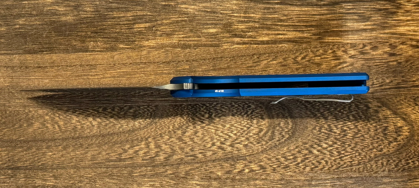 Pro-Tech-Pro-Tech NYC Watch Wind Up Exclusive Mordax - Blue Handle - Stonewash Magnacut Blade - Mosaic Pin Button - Satin Hardware and Accents /30-5-Urban Cutlery