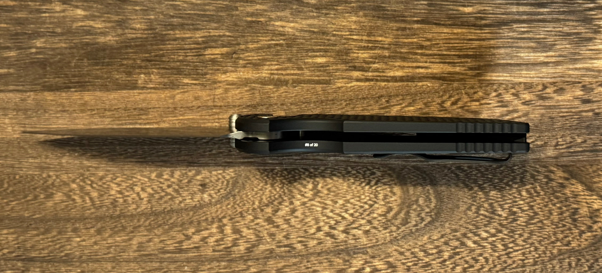 Pro-Tech-Pro-Tech NYC Watch Wind Up Exclusive TR-3 INTEGRITY Manual - Relic Textured Black Handle - Black Lip Pearl Button - Stonewash S35vn Blade - Satin Wide Deep Carry Clip /20-6-Urban Cutlery