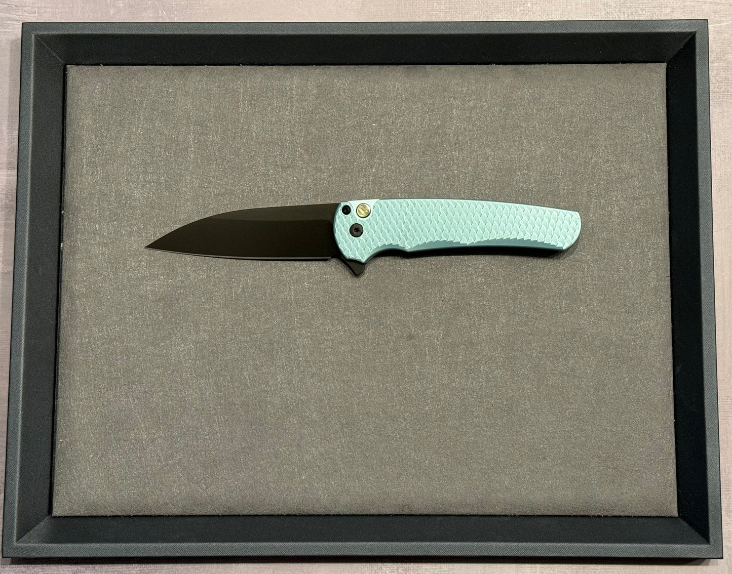 Pro-Tech-Pro-Tech NYCKS Special Malibu Ltd. Wharncliffe - Teal Dragon Scale Handle - Black Pearl Button - Black Magnacut Blade /75 - Brand New-1-Urban Cutlery
