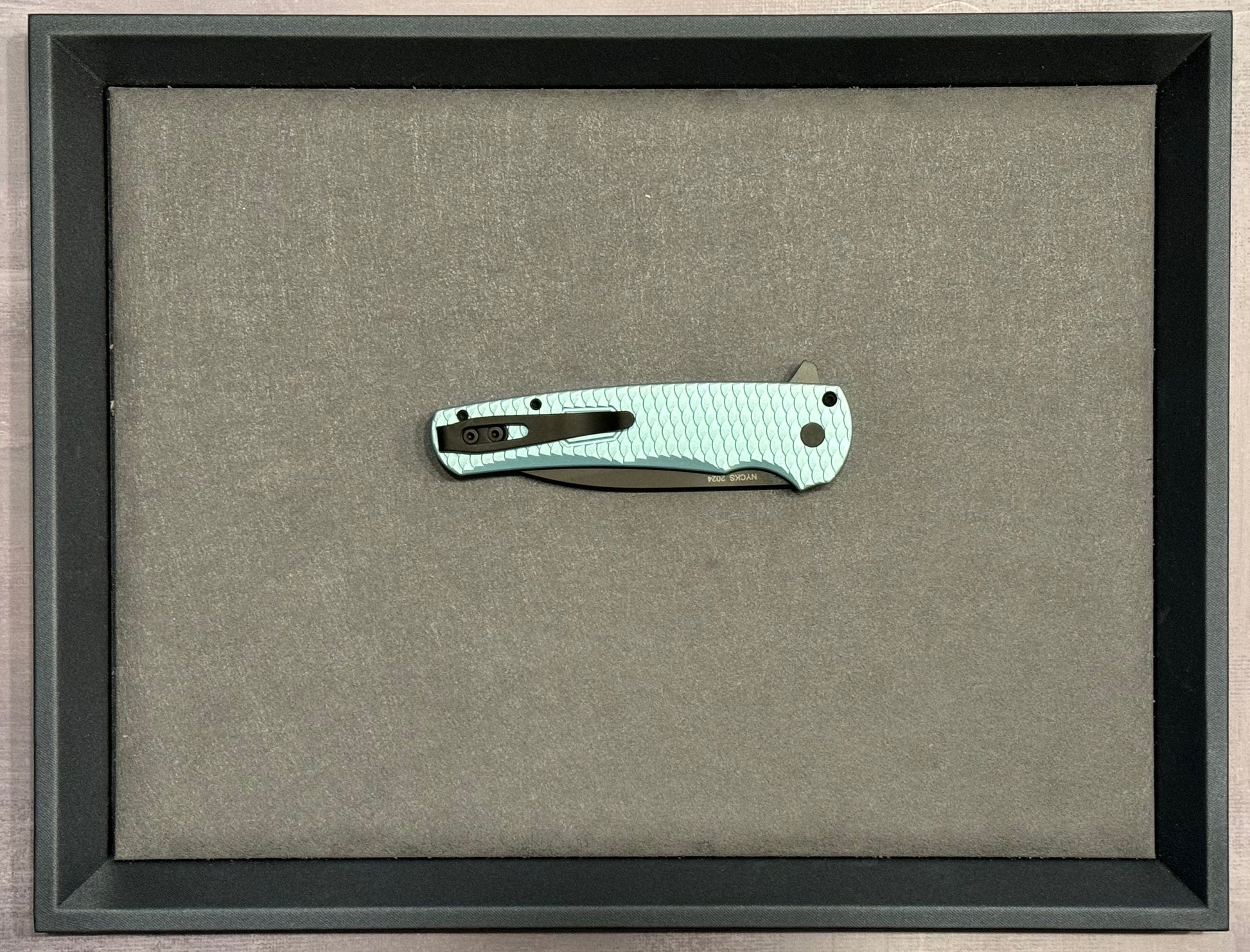 Pro-Tech-Pro-Tech NYCKS Special Malibu Ltd. Wharncliffe - Teal Dragon Scale Handle - Black Pearl Button - Black Magnacut Blade /75 - Brand New-6-Urban Cutlery