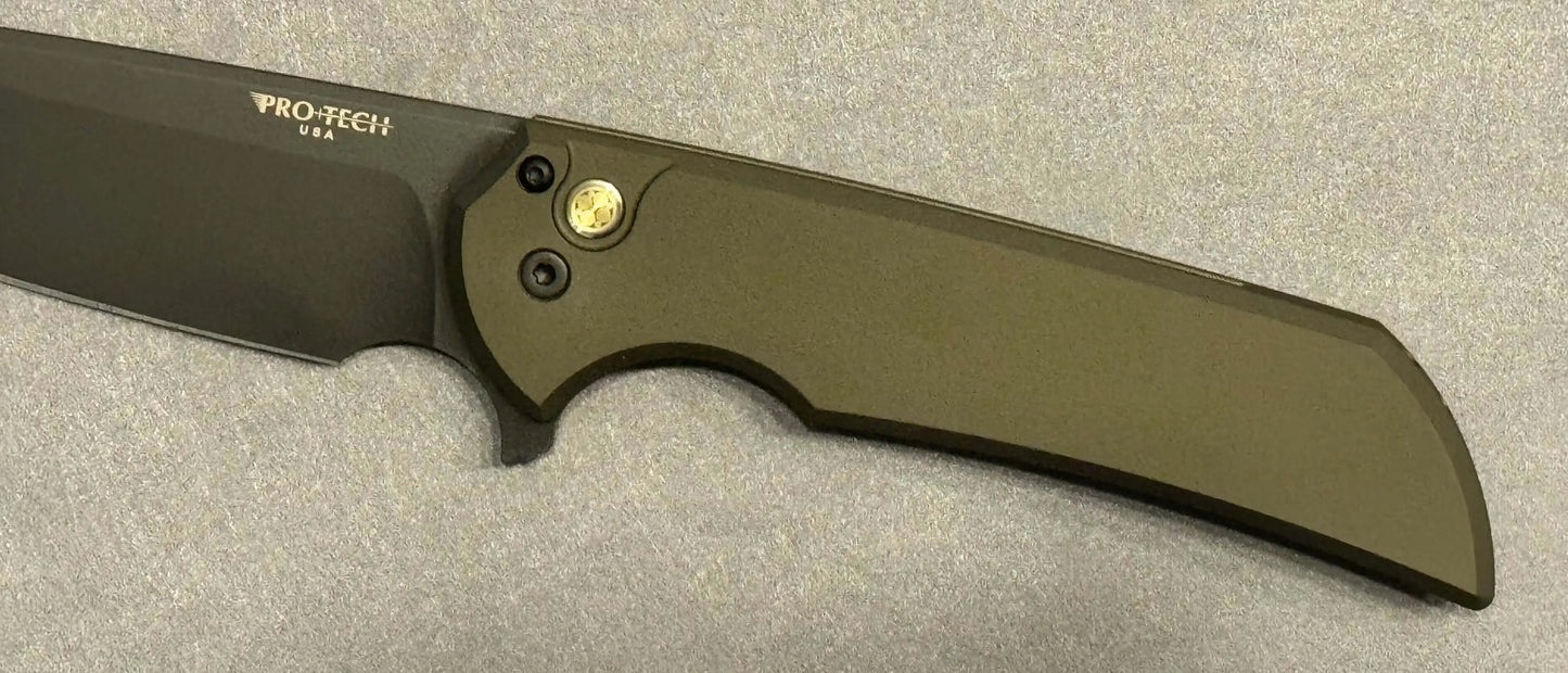 Pro-Tech-Pro-Tech NYCKS Special Mordax Wharncliffe - Green Handle - Mosaic Pin Push Button - DLC Black Magnacut Blade /25 - Brand New-2-Urban Cutlery
