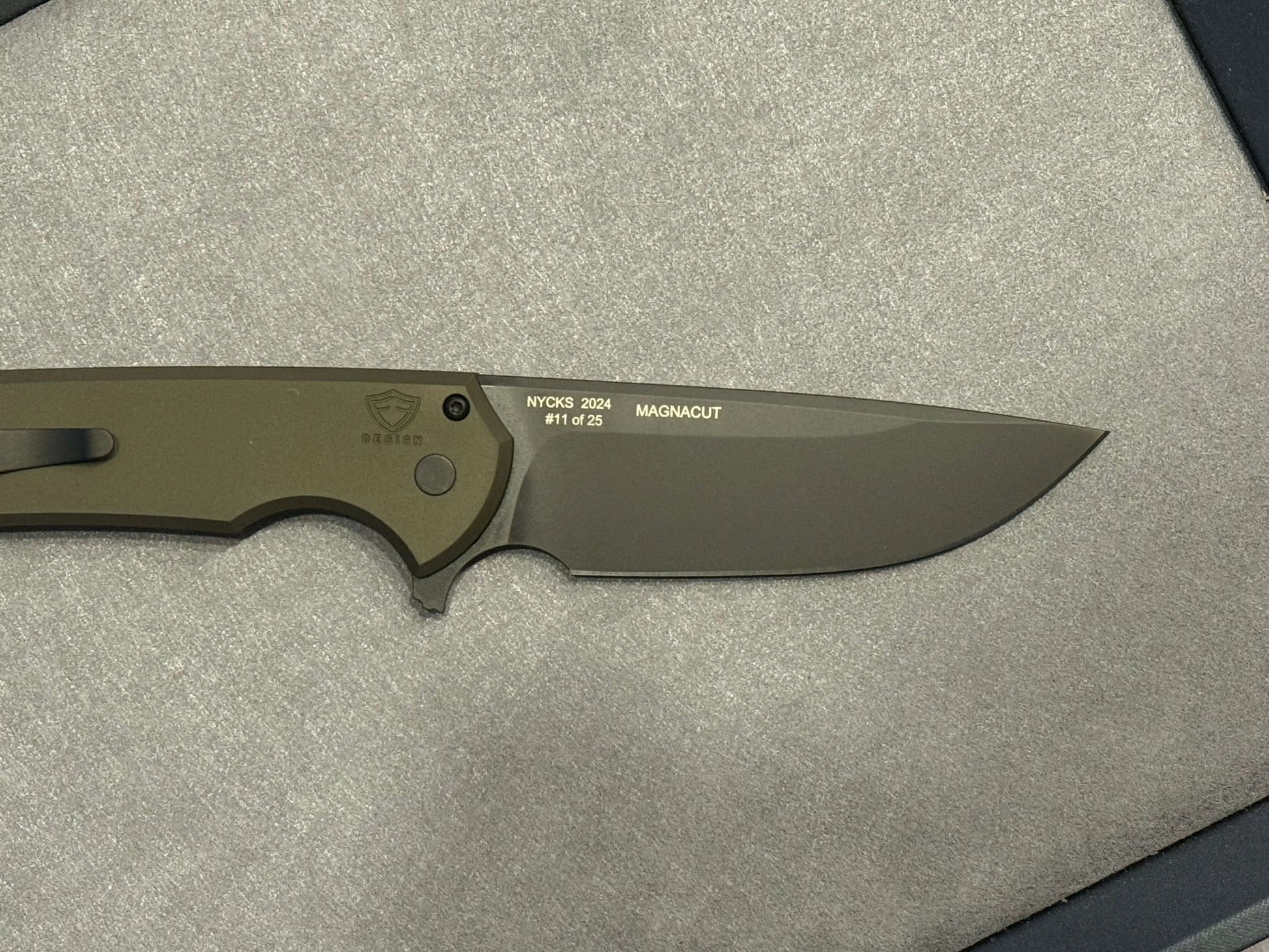 Pro-Tech-Pro-Tech NYCKS Special Mordax Wharncliffe - Green Handle - Mosaic Pin Push Button - DLC Black Magnacut Blade /25 - Brand New-4-Urban Cutlery