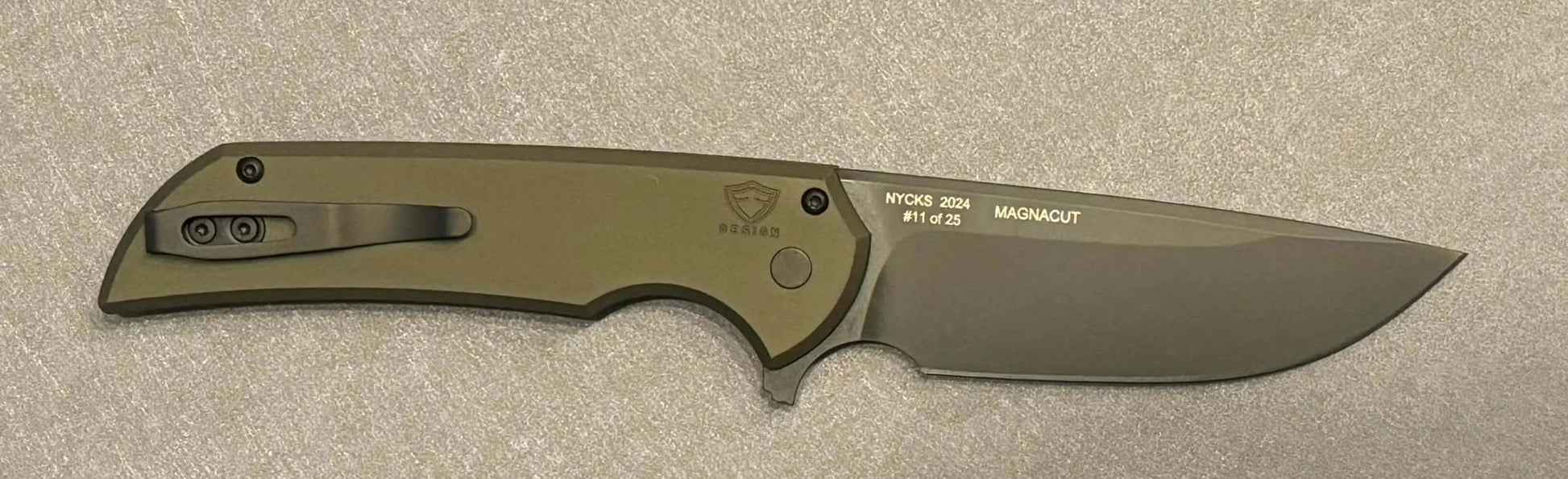 Pro-Tech-Pro-Tech NYCKS Special Mordax Wharncliffe - Green Handle - Mosaic Pin Push Button - DLC Black Magnacut Blade /25 - Brand New-Urban Cutlery