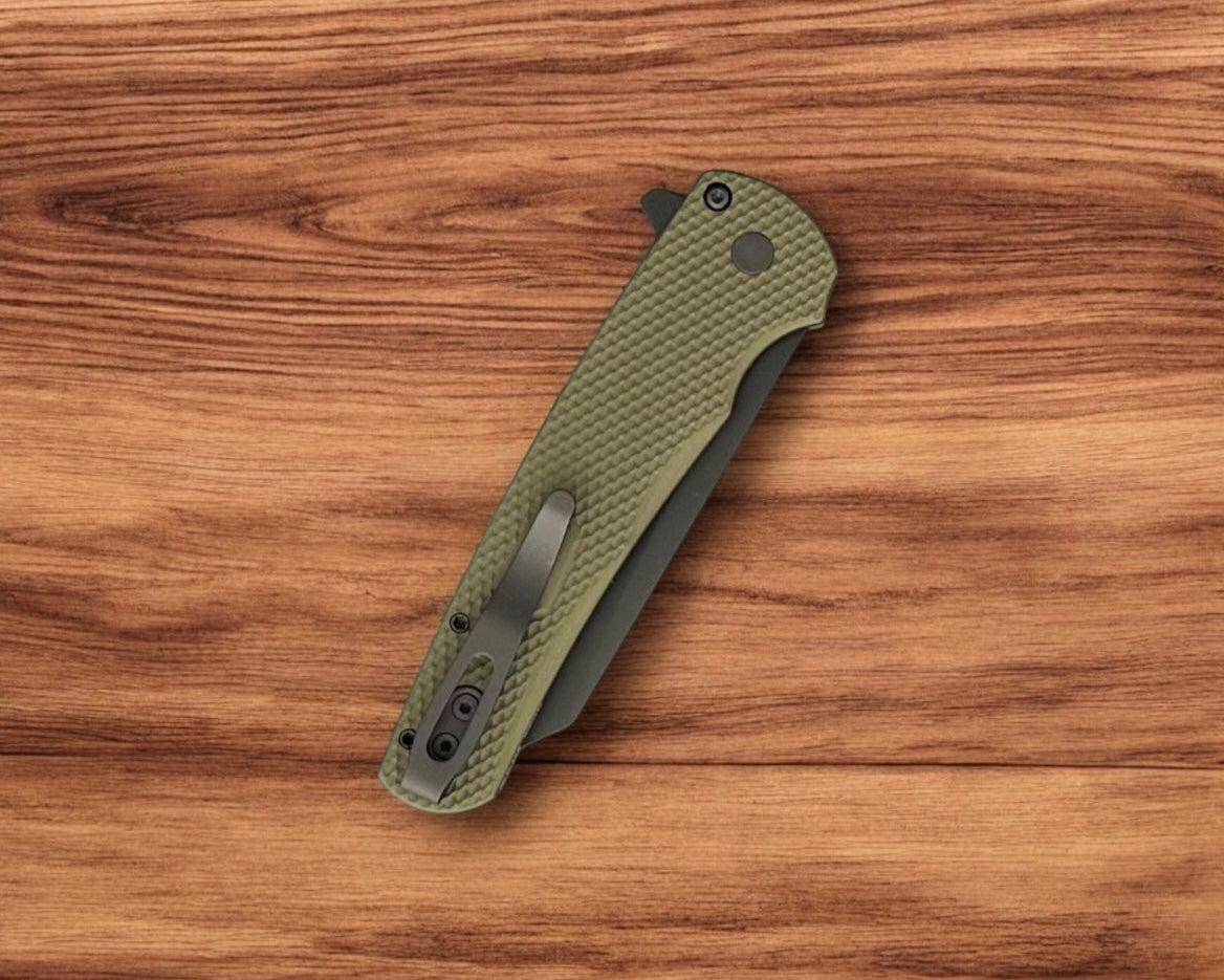 Pro-Tech-Pro-Tech NYCKS25.Malibu.1 NYCKS Special Malibu - Textured Green Handle - DLC Black Magnacut Reverse Tanto Blade - Mosaic Push Button /50-6-Urban Cutlery