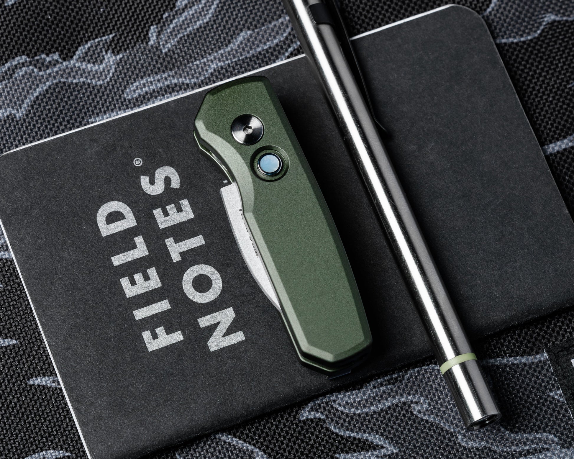 Pro-Tech-Pro-Tech R5300.LTD.Green Runt AUTO - Smooth Green Handle - Machine Satin MAGNACUT Wharncliffe Blade - Pearl Button - Satin Hardware-3-Urban Cutlery