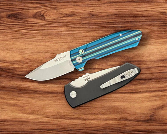 Pro-Tech-Pro-Tech SBR AUTO - Custom Unique Micarta Handle - s35vn Blade - Unique Button-1-Urban Cutlery