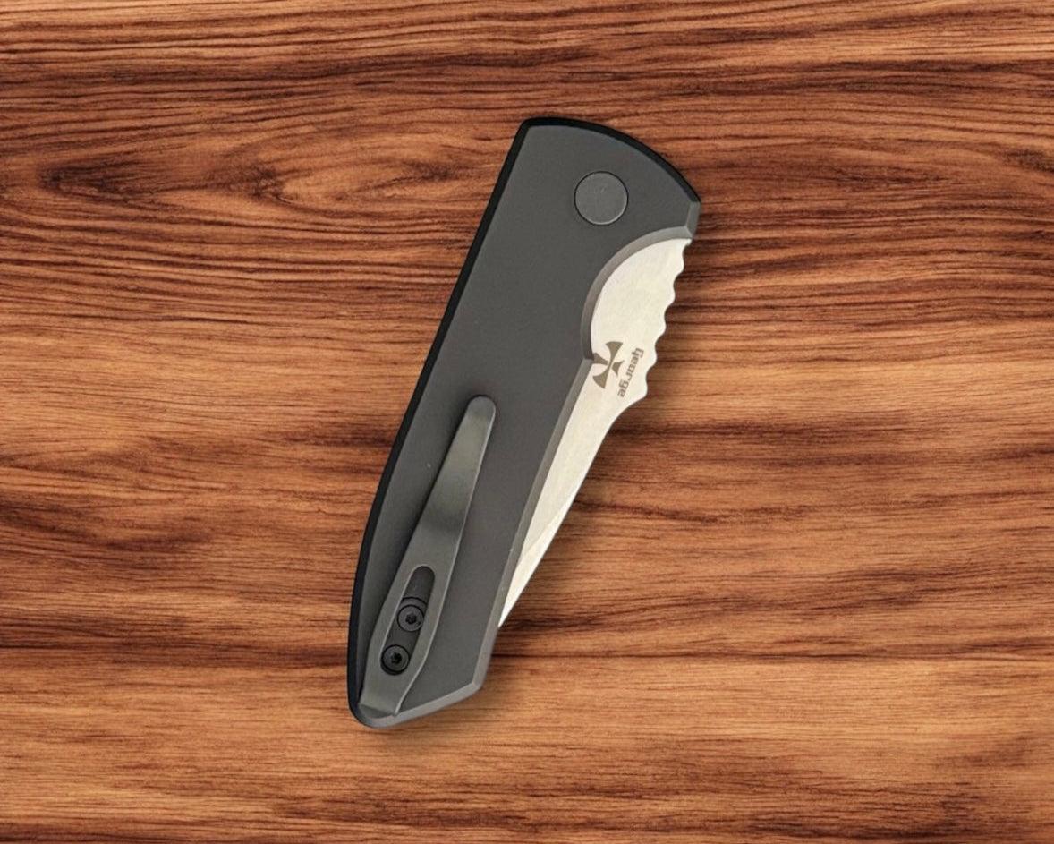 Pro-Tech-Pro-Tech SBR AUTO - Custom Unique Micarta Handle - s35vn Blade - Unique Button #2-5-Urban Cutlery