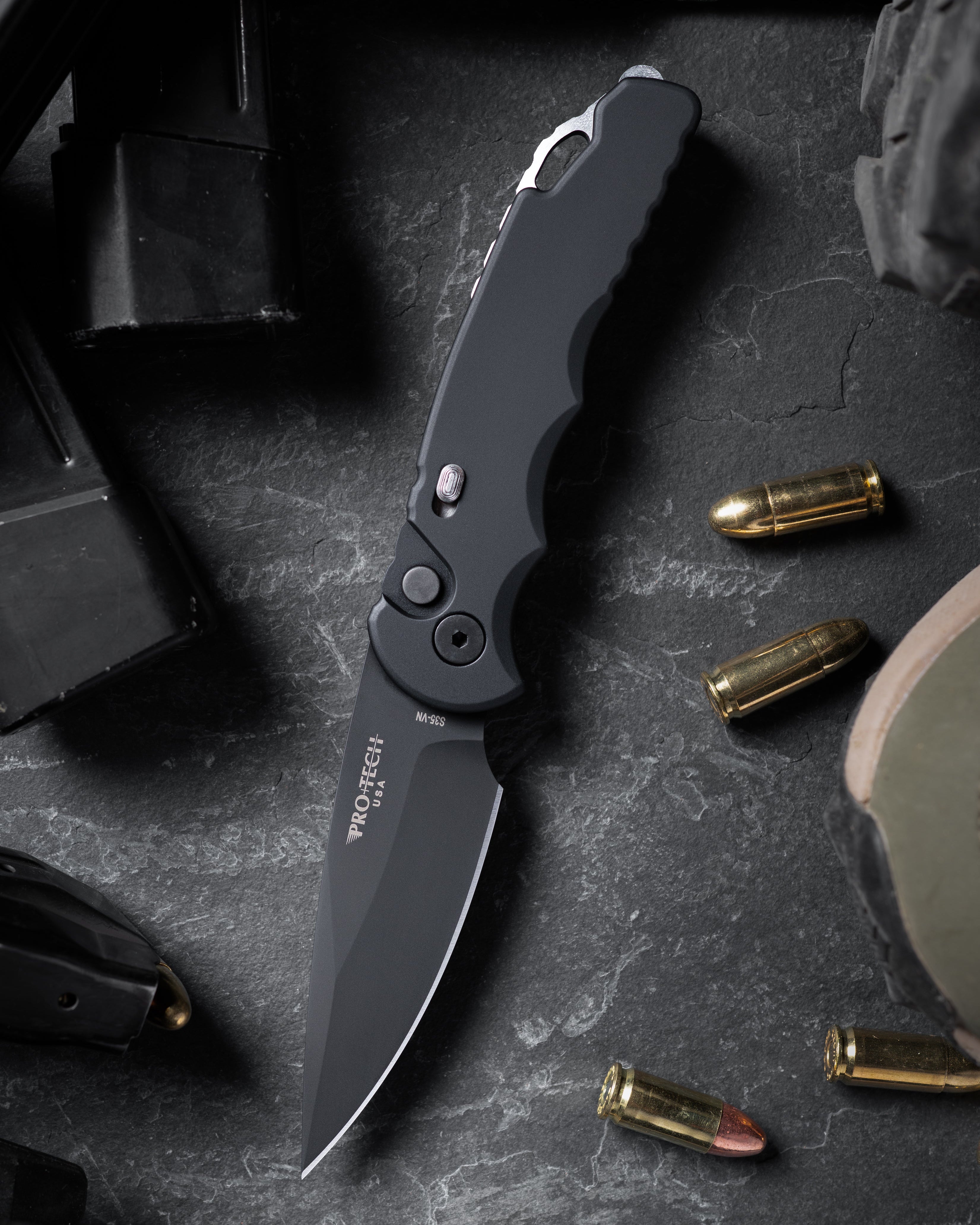 Pro-Tech-Pro-Tech T503 TR-5 AUTO - Black Handle - DLC Black S35VN Blade - Secondary Slide Safety-1-Urban Cutlery