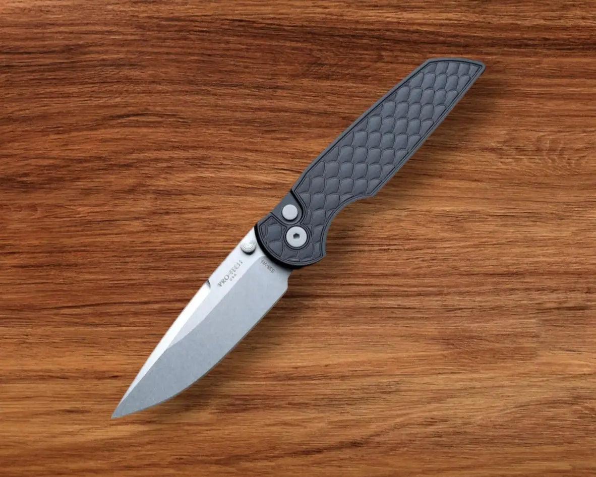 Pro-Tech-Pro-Tech TR-3 INTEGRITY Manual - REPTILE Textured Black Handle - Stonewash S35vn Blade - Wide Deep Carry Clip-2-Urban Cutlery