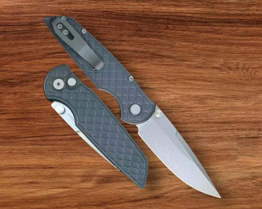 Pro-Tech-Pro-Tech TR-3 INTEGRITY Manual - REPTILE Textured Black Handle - Stonewash S35vn Blade - Wide Deep Carry Clip-Urban Cutlery