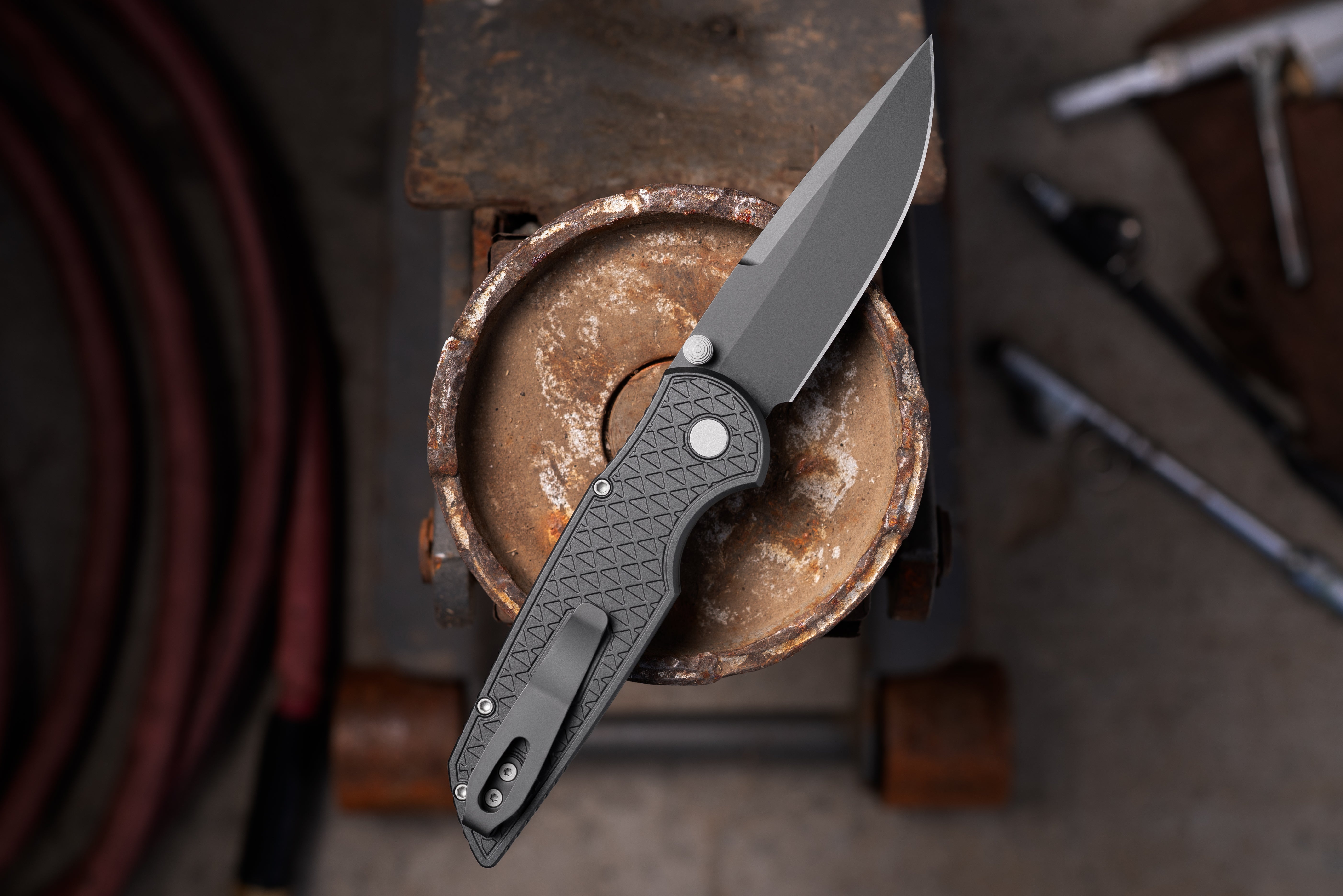 Pro-Tech-Pro-Tech TR-3 INTEGRITY Manual - Relic Textured Black Handle - DLC Black Magnacut Blade - Black Wide Deep Carry Clip-2-Urban Cutlery