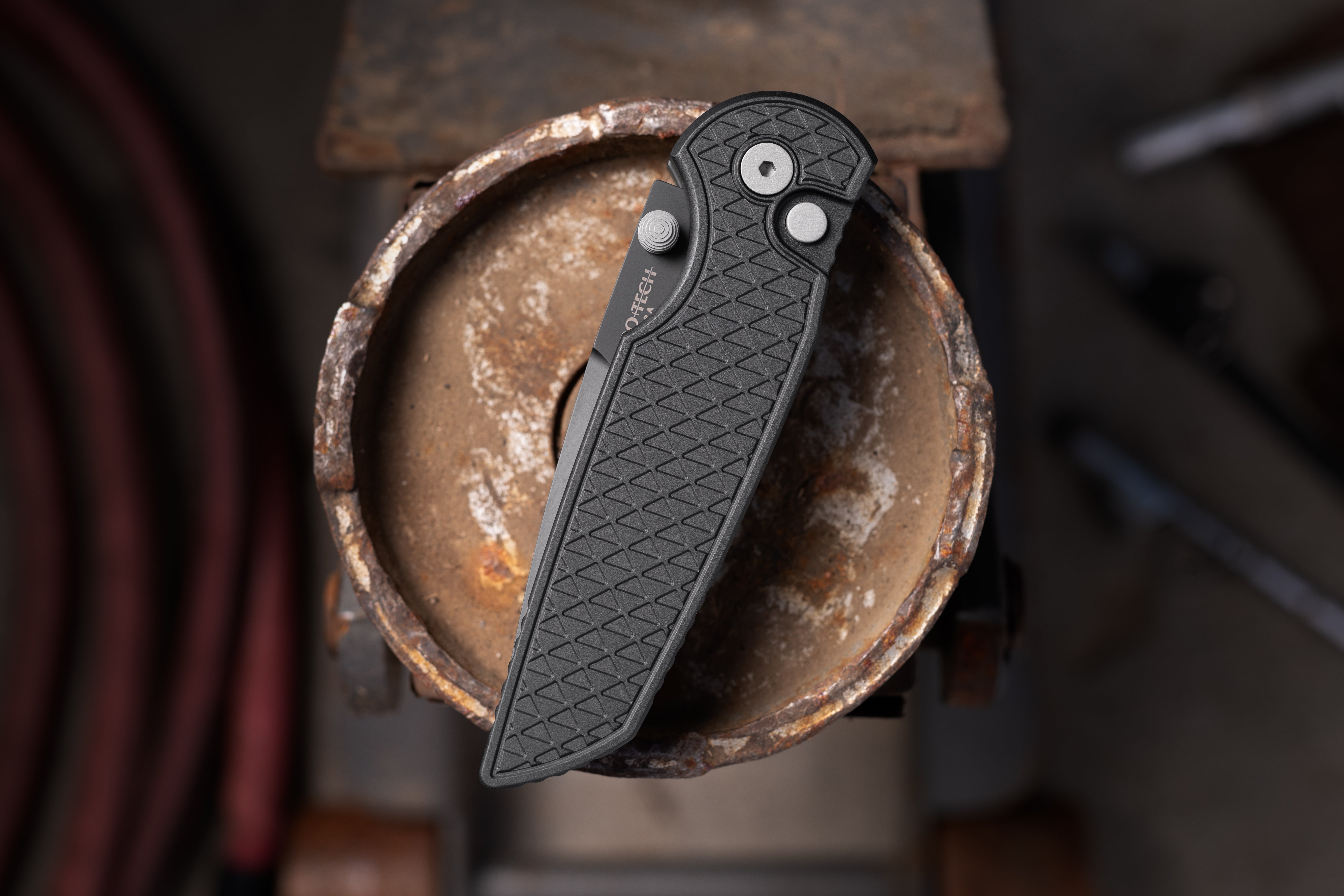 Pro-Tech-Pro-Tech TR-3 INTEGRITY Manual - Relic Textured Black Handle - DLC Black Magnacut Blade - Black Wide Deep Carry Clip-3-Urban Cutlery