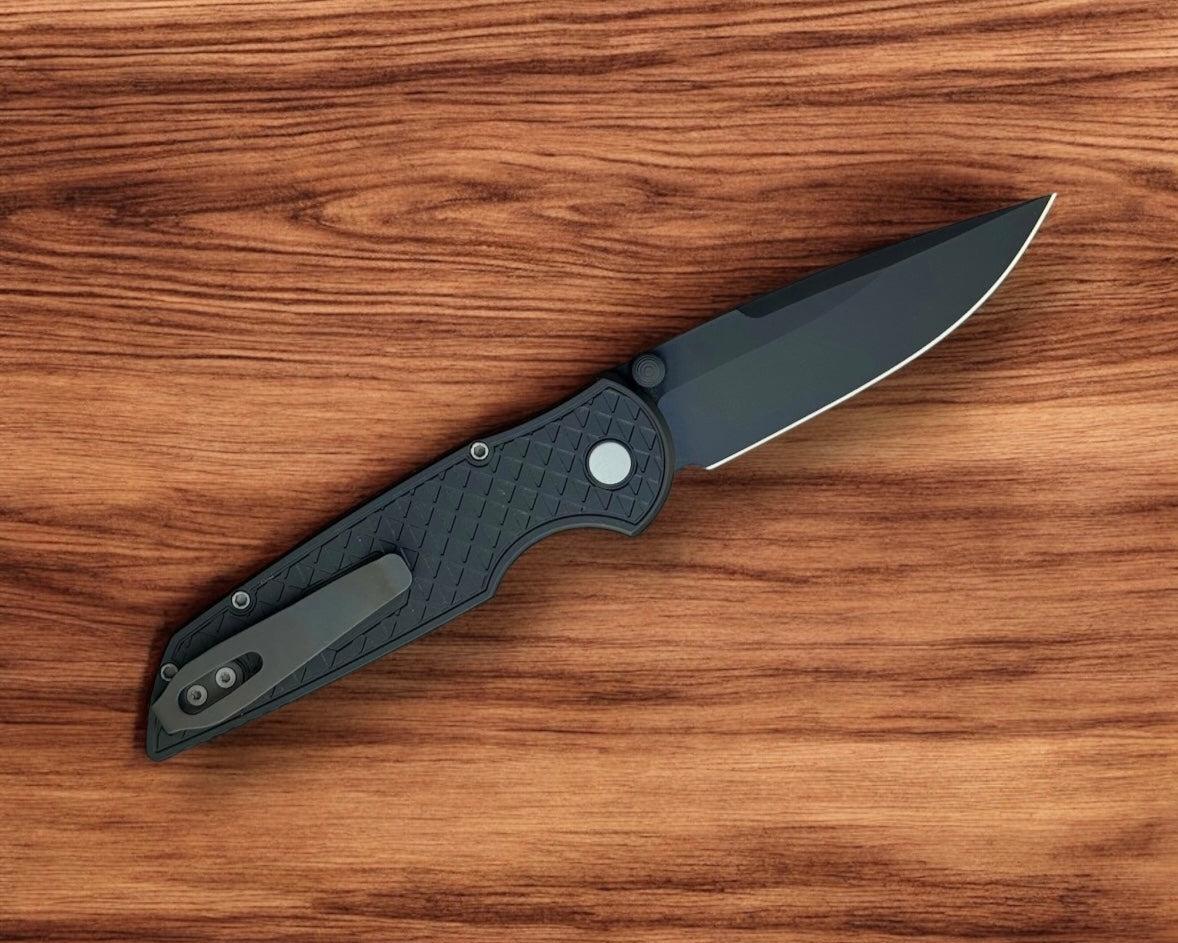 Pro-Tech-Pro-Tech TR-3 INTEGRITY Manual - Relic Textured Black Handle - DLC Black S35vn Blade - Black Wide Deep Carry Clip-Urban Cutlery