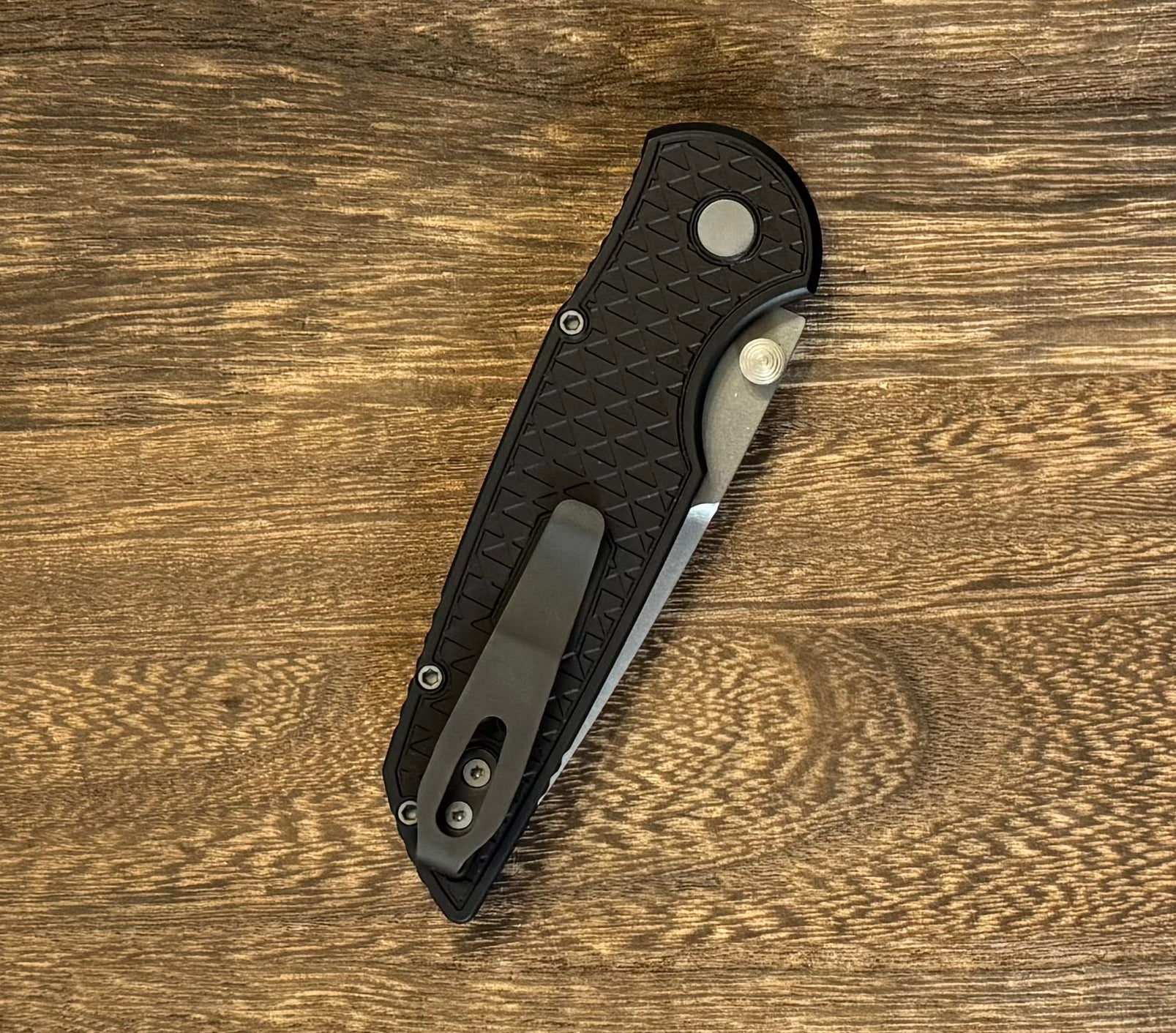 Pro-Tech-Pro-Tech TR-3 INTEGRITY Manual - Relic Textured Black Handle - Stonewash S35vn Blade - Black Wide Deep Carry Clip-4-Urban Cutlery