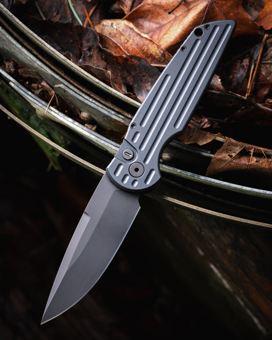 Pro-Tech-Pro-Tech TR-3.SWAT.OPERATOR TR-3 SWAT Tactical Response OPERATOR EDITION AUTO - Black w/ Groove Texture Handle - Sterile Black 154cm Blade - All Black Hardware - Tritium Button-1-Urban Cutlery