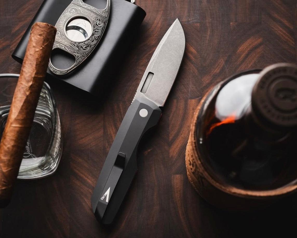 Pro-Tech-Pro-Tech VERO1211-AW.Red.Linen Vero Synapse Auto - Black Aluminum and Red Linen Micarta Handle - Acid Washed Magnacut Blade - Blasted Hardware - Machined Ti Clip-Urban Cutlery