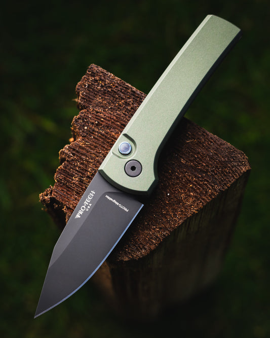 Pro-Tech-Pro-Tech x Chaves BST26.Scapegoat.1 Blade Show Texas 2026 Exclusive Scapegoat Auto - Solid Green Handles - DLC Black MAGNAMAX Blade - Black Lip Pearl Button-1-Urban Cutlery
