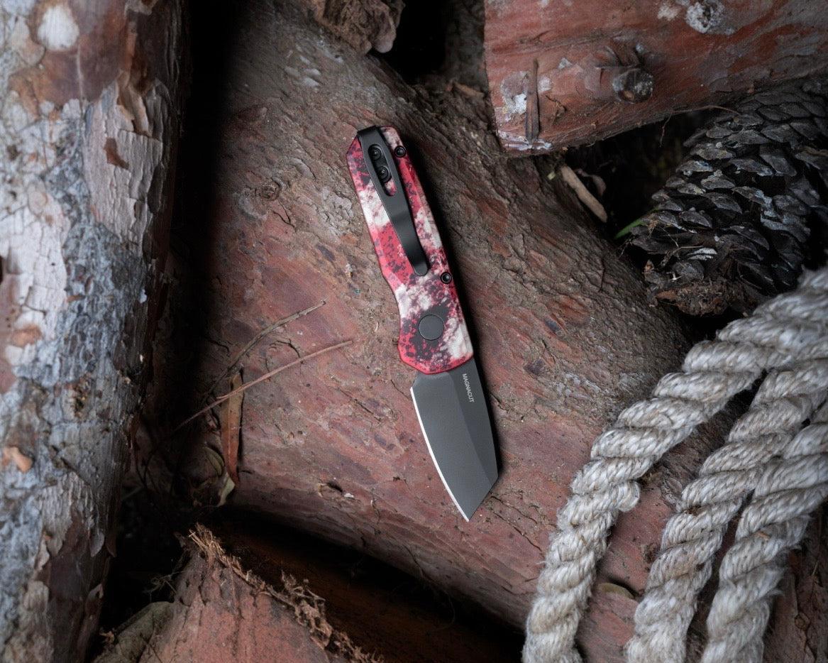 Pro-Tech-Protech R5403.CTC Runt AUTO - "Crimson Tiger Camo" Custom Anodized Handle - DLC Black MAGNACUT Reverse Tanto Blade - Black Lip Pearl Button - Black Hardware-3-Urban Cutlery