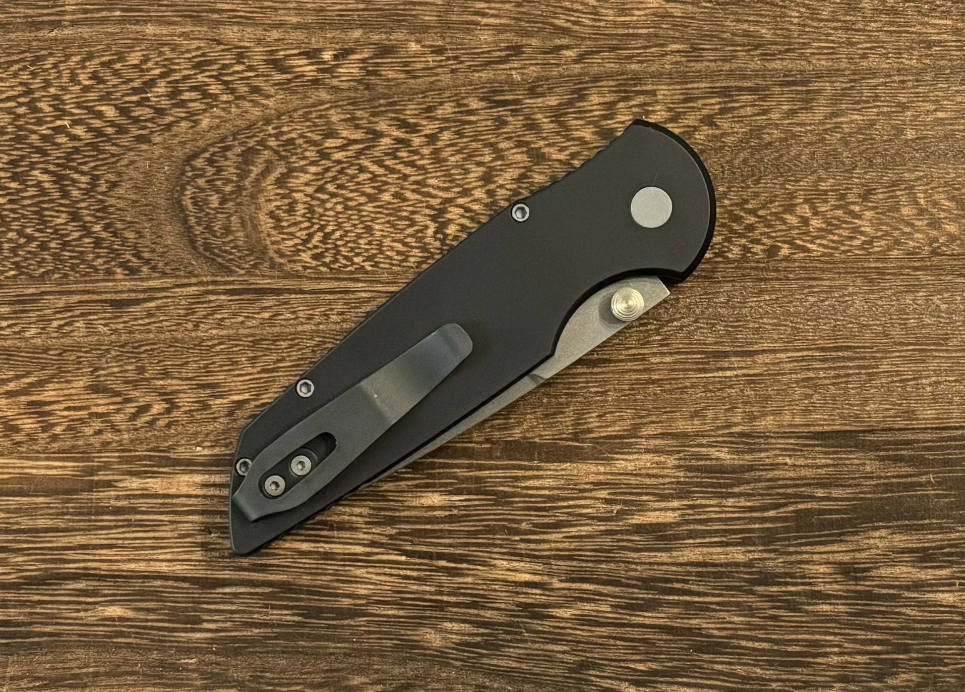 Pro-Tech TR-3 INTEGRITY Manual - Black Handle - Stonewash S35vn Blade - Black DLC Coated Mini Deep Carry Clip Pro-Tech Urban Cutlery & Lifestyle Shoppe