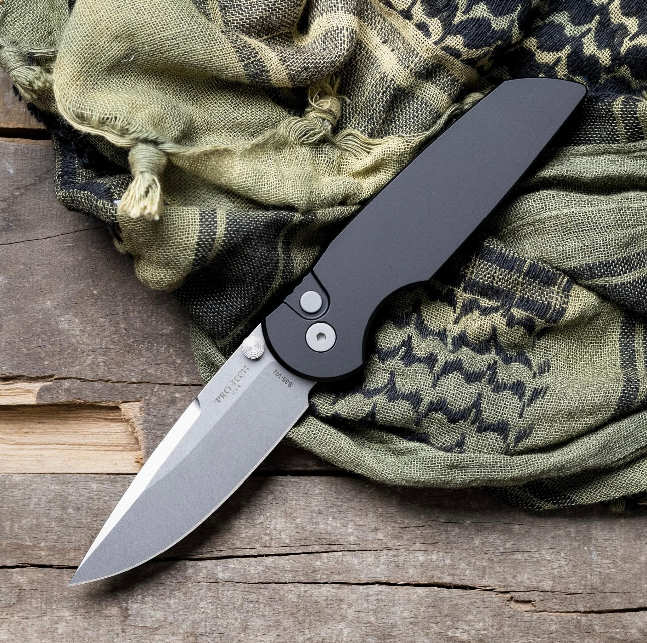 Pro-Tech TR-3 INTEGRITY Manual - Black Handle - Stonewash S35vn Blade - Black DLC Coated Mini Deep Carry Clip Pro-Tech Urban Cutlery & Lifestyle Shoppe