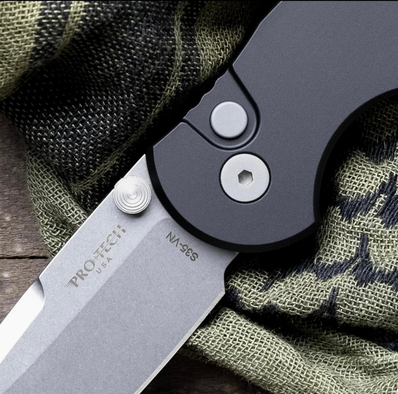 Pro-Tech TR-3 INTEGRITY Manual - Black Handle - Stonewash S35vn Blade - Black DLC Coated Mini Deep Carry Clip Pro-Tech Urban Cutlery & Lifestyle Shoppe