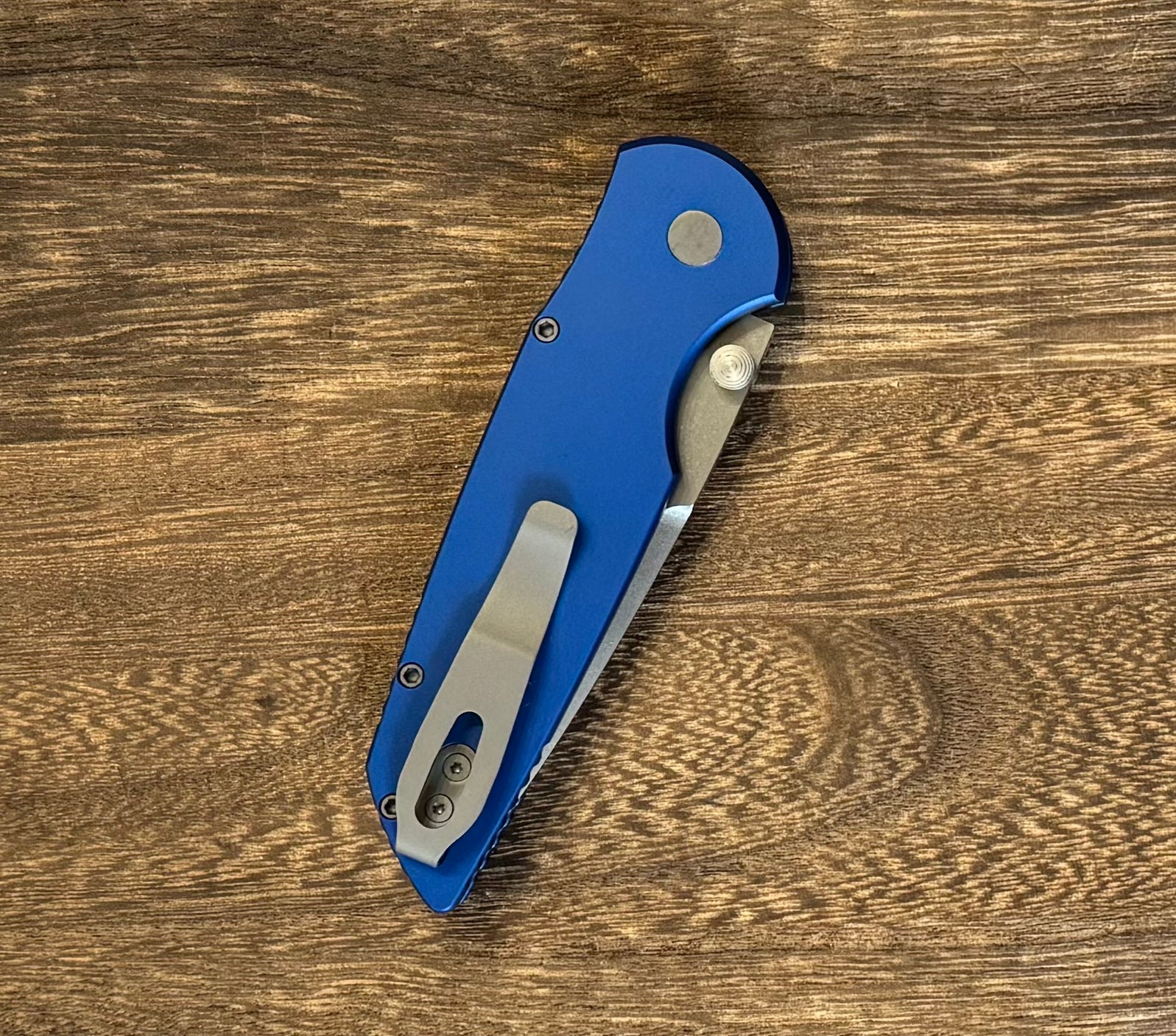 Pro-Tech TR-3 INTEGRITY Manual - Blue Handle - Stonewash S35vn Blade - Blasted Hardware Urban Cutlery & Lifestyle Shoppe