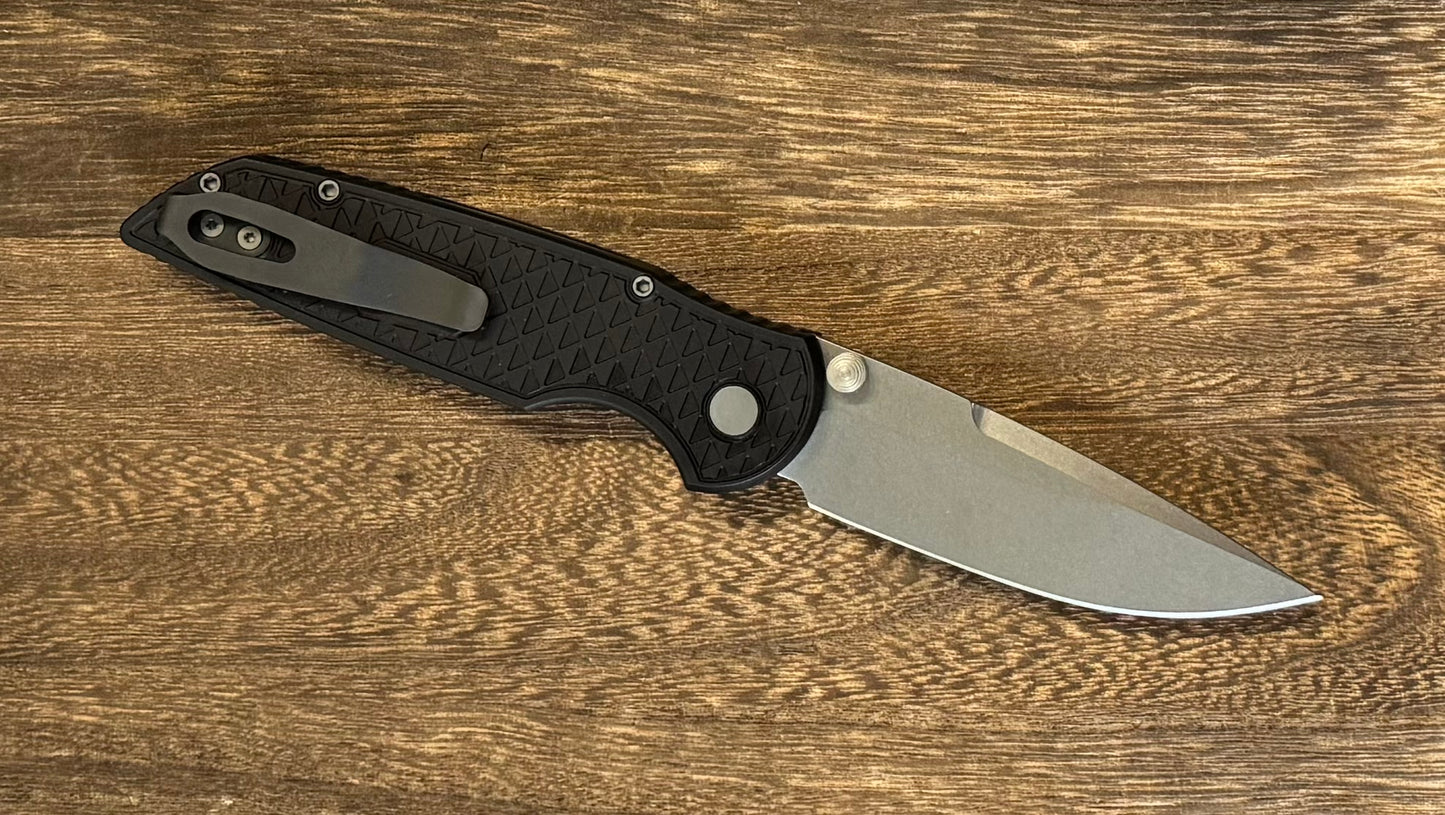 Pro-Tech TR-3 INTEGRITY Manual - Relic Textured Black Handle - Stonewash S35vn Blade - Black Wide Deep Carry Clip Urban Cutlery & Lifestyle Shoppe