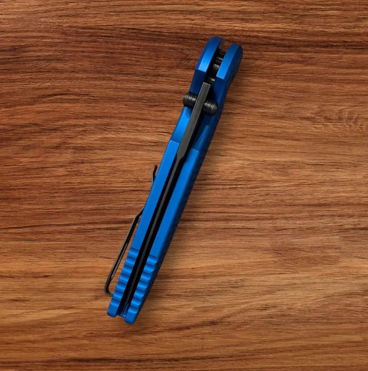 Pro-Tech TR-3 INTEGRITY Manual - Relic Textured Blue Handle - DLC Black S35vn Blade - Black Wide Deep Carry Clip Urban Cutlery & Lifestyle Shoppe