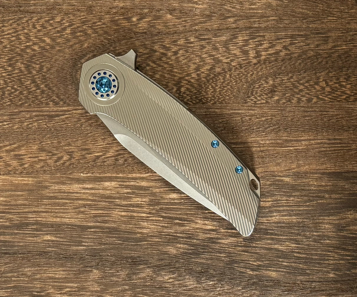 Skiff Workshop-Skiff Made Blades Fugitive, S45VN Blade, Milled Titanium Scales, Ltd Royal Blue Ti Pivot Collar and Hardware, #135-Urban Cutlery