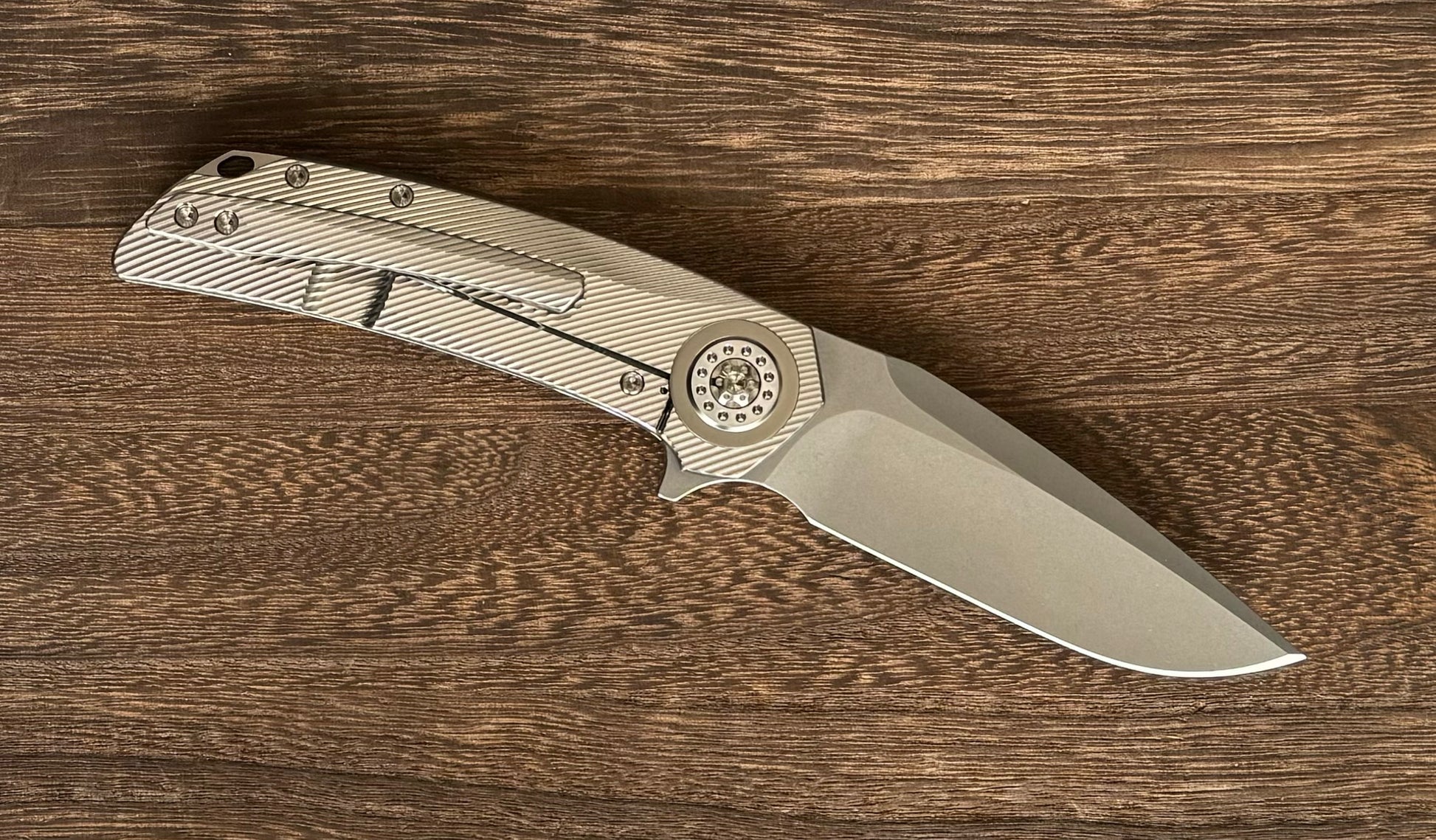 Skiff Workshop-Skiff Made Blades Fugitive, S45VN Blade, Milled Titanium Scales, Ti Pivot Collar and Hardware, #144-Urban Cutlery