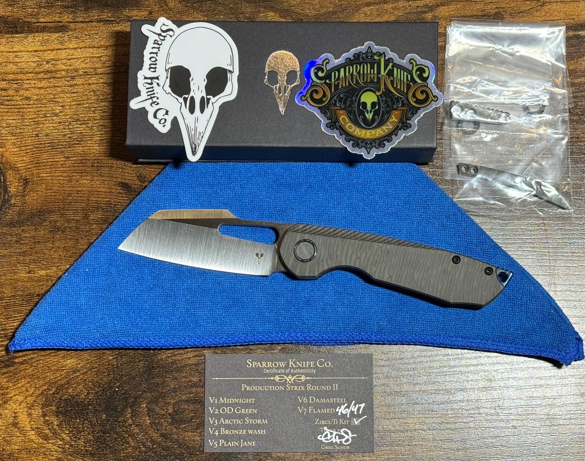 Sparrow Knife Co. Strix V7 FLAMED WITH ZircuTi Kit #46 of 47