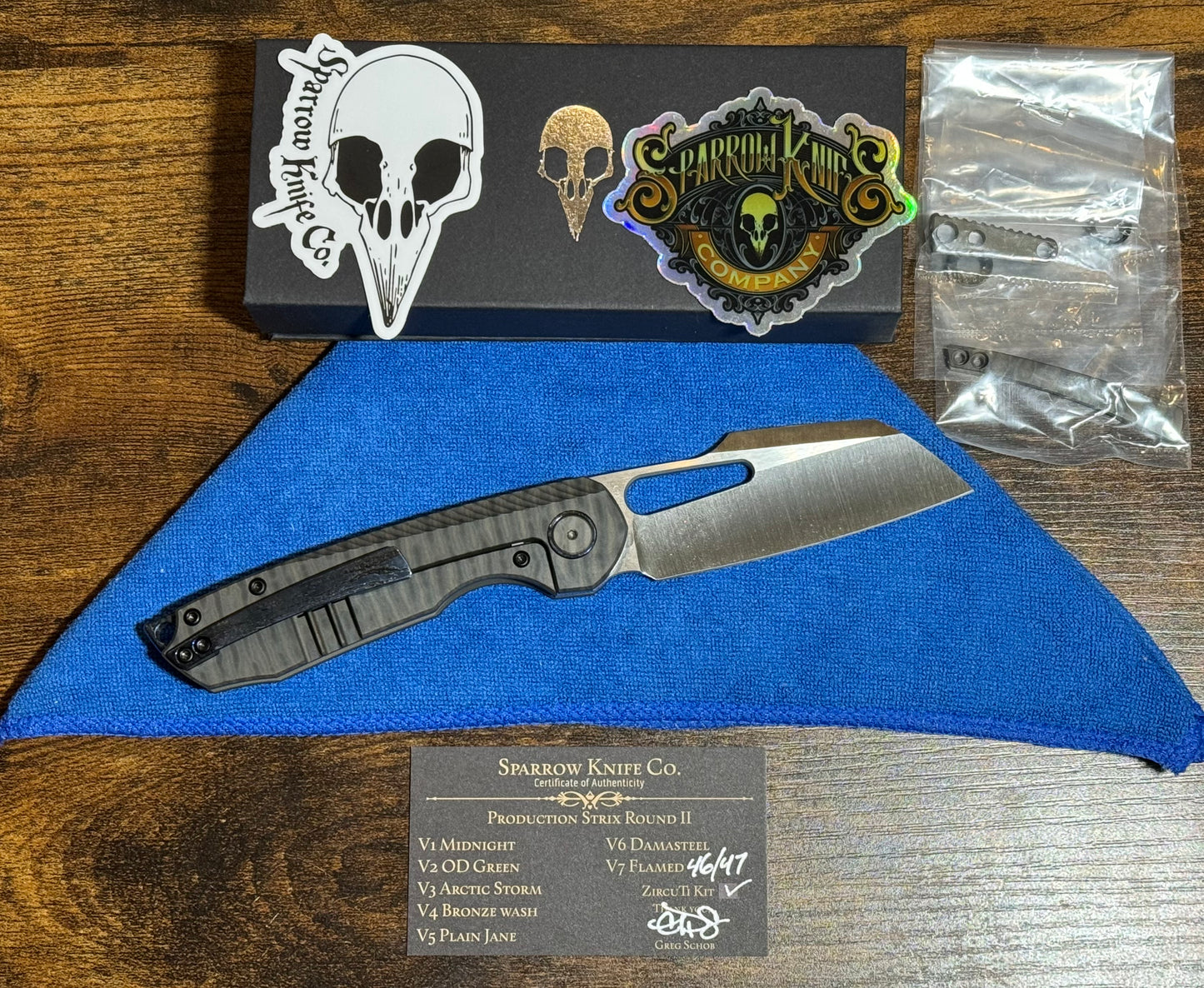 Sparrow Knife Co.-Sparrow Knife Co. Strix V7 FLAMED WITH ZircuTi Kit #46 of 47-2-Urban Cutlery