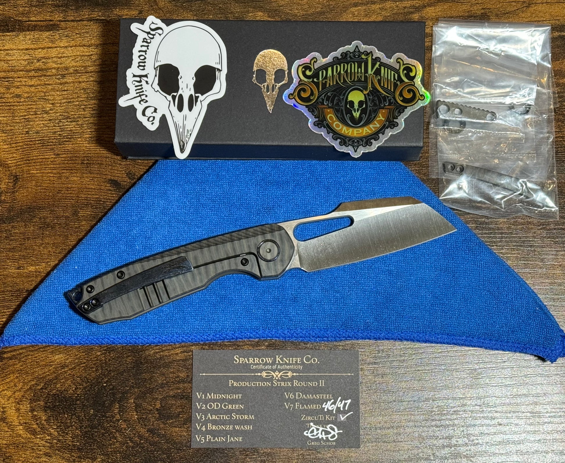 Sparrow Knife Co.-Sparrow Knife Co. Strix V7 FLAMED WITH ZircuTi Kit #46 of 47-2-Urban Cutlery