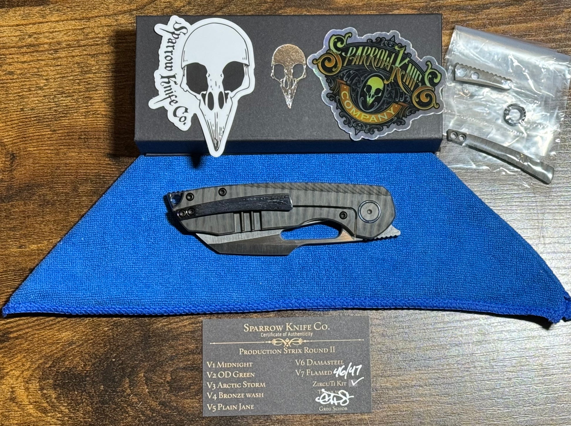 Sparrow Knife Co.-Sparrow Knife Co. Strix V7 FLAMED WITH ZircuTi Kit #46 of 47-4-Urban Cutlery