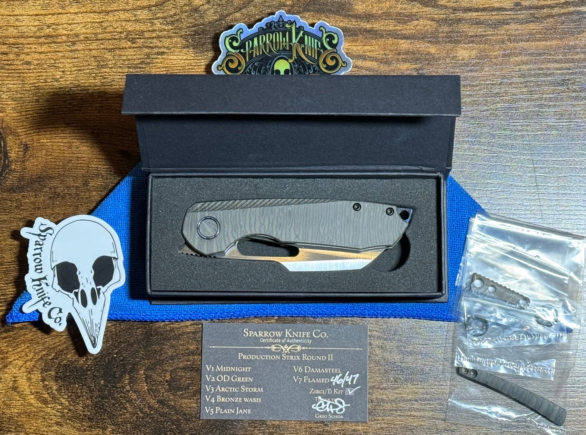 Sparrow Knife Co.-Sparrow Knife Co. Strix V7 FLAMED WITH ZircuTi Kit #46 of 47-6-Urban Cutlery
