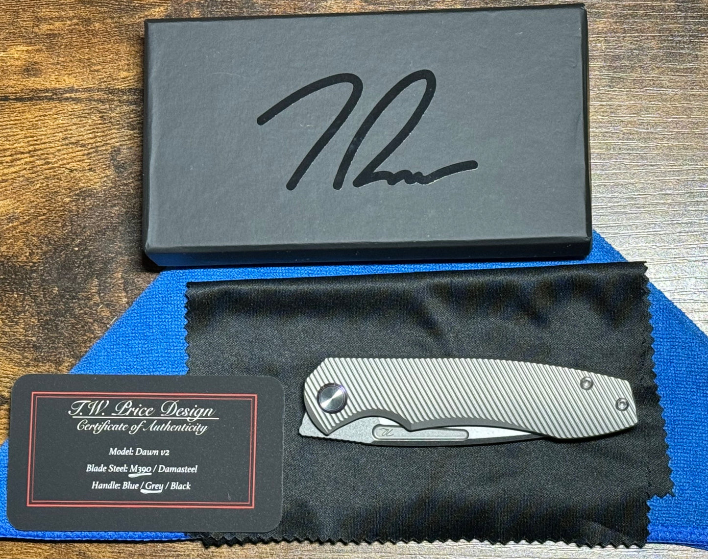 TW PRICE DAWN V2 POLISHED STONEWASHED M390 BLADE/BEAD BLAST TITANIUM HANDLE T.W. Price Design Urban Cutlery & Lifestyle Shoppe