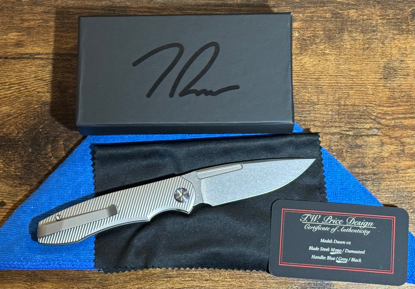 TW PRICE DAWN V2 POLISHED STONEWASHED M390 BLADE/BEAD BLAST TITANIUM HANDLE T.W. Price Design Urban Cutlery & Lifestyle Shoppe