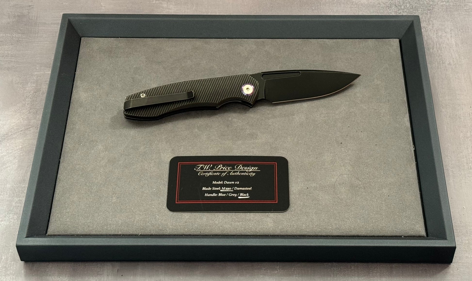 T.W. Price Design-TW PRICE DAWN V2 BLACKWASH M390 BLADE/BLACKWASH TITANIUM HANDLE - Brand New-2-Urban Cutlery