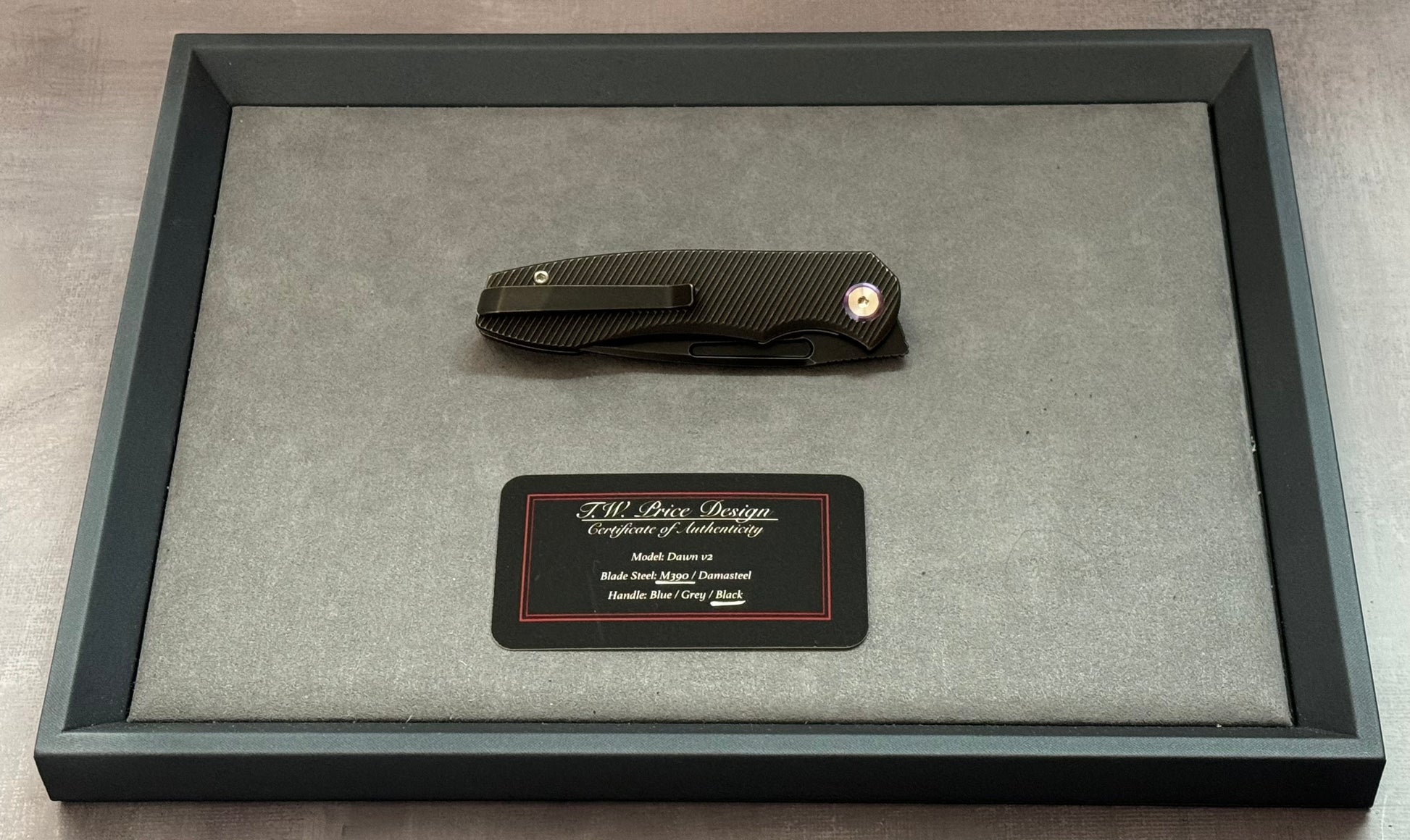 T.W. Price Design-TW PRICE DAWN V2 BLACKWASH M390 BLADE/BLACKWASH TITANIUM HANDLE - Brand New-4-Urban Cutlery