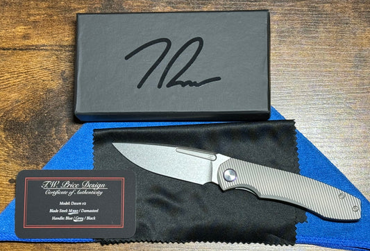T.W. Price Design-TW PRICE DAWN V2 POLISHED STONEWASHED M390 BLADE/BEAD BLAST TITANIUM HANDLE-1-Urban Cutlery