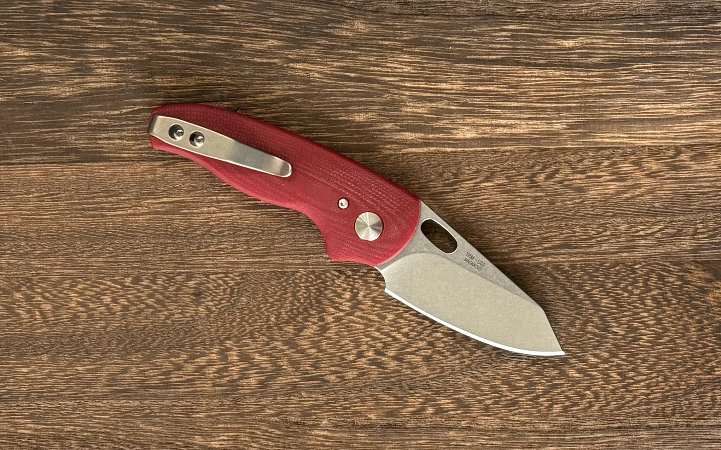 Three Rivers Mfg. (TRM) Holey Nerd - RUBY RED G10 3D Contoured Handles - Magnacut Three Rivers Mfg. Urban Cutlery & Lifestyle Shoppe