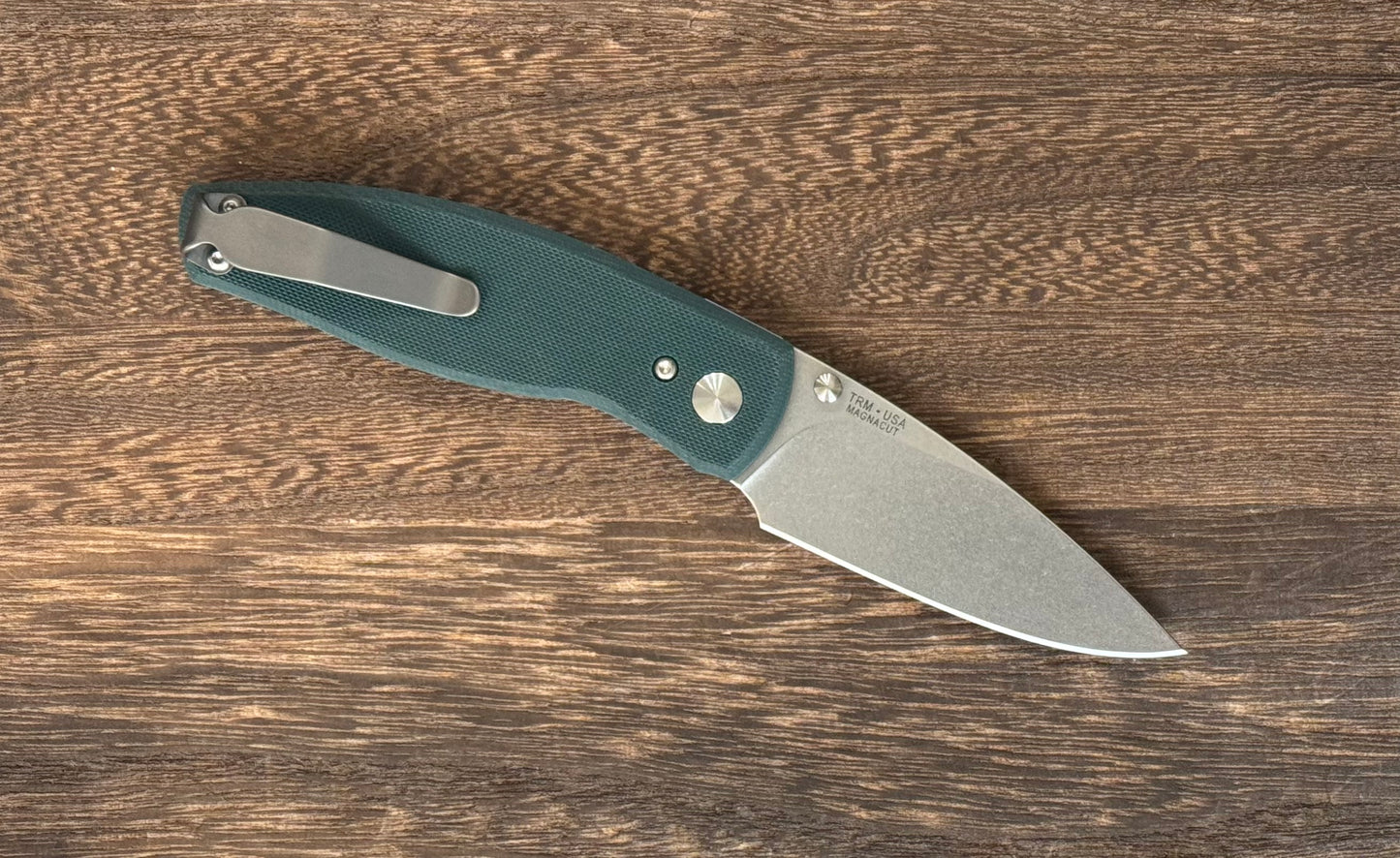 Three Rivers Mfg. (TRM) Neutron 2 - FOREST GREEN G10 Flat Handles - Magnacut Blade Three Rivers Mfg. Urban Cutlery & Lifestyle Shoppe