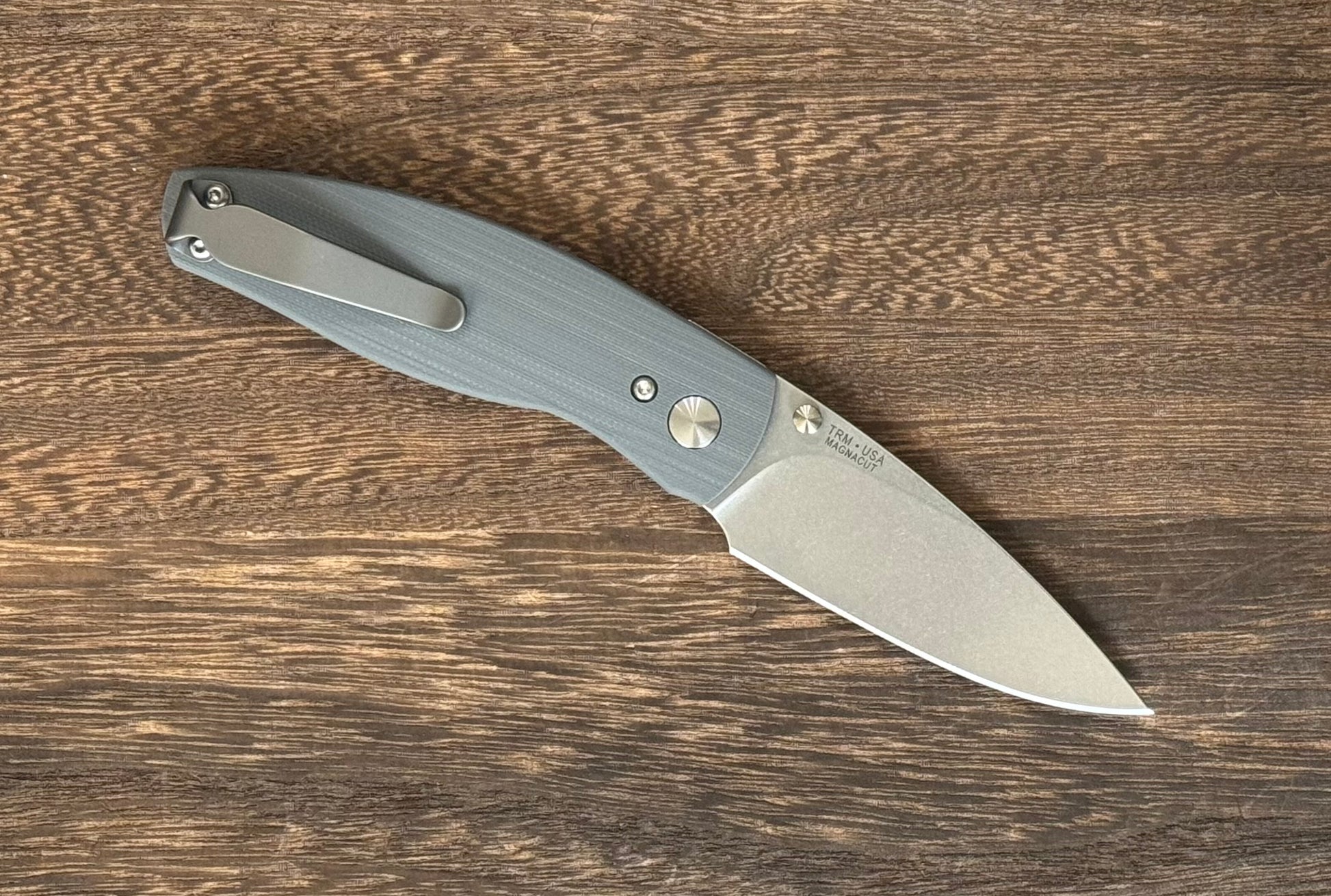 Three Rivers Mfg. (TRM) Neutron 2 - SLATE GRAY G10 Smooth Handles - Magnacut Blade Three Rivers Mfg. Urban Cutlery & Lifestyle Shoppe