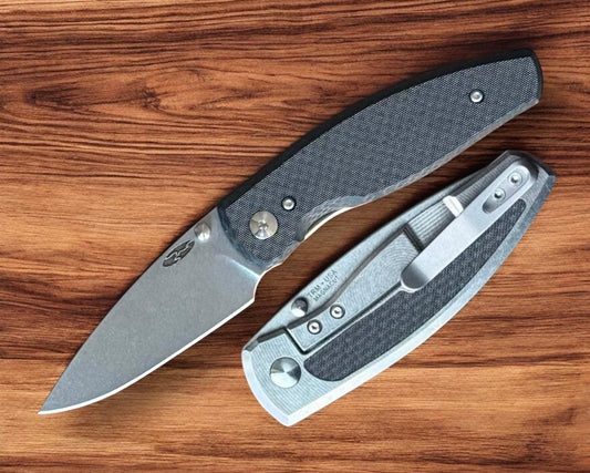 Three Rivers Mfg. (TRM) Neutron 2 FRAME LOCK - CARBON FIBER TEXTURED Handles - Magnacut Blade-Three Rivers Mfg.-Urban Cutlery & Lifestyle Shoppe