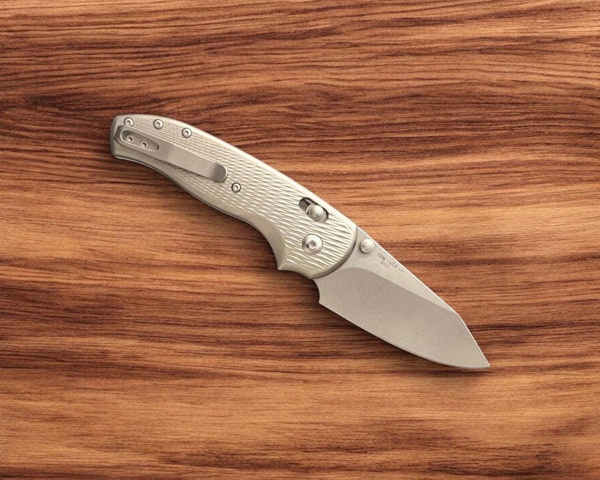 Three Rivers Mfg.-Three Rivers Mfg. (TRM) *2DOT* Titanium Shadow - Mike Irie Custom Hollow-Ground Blade-Urban Cutlery