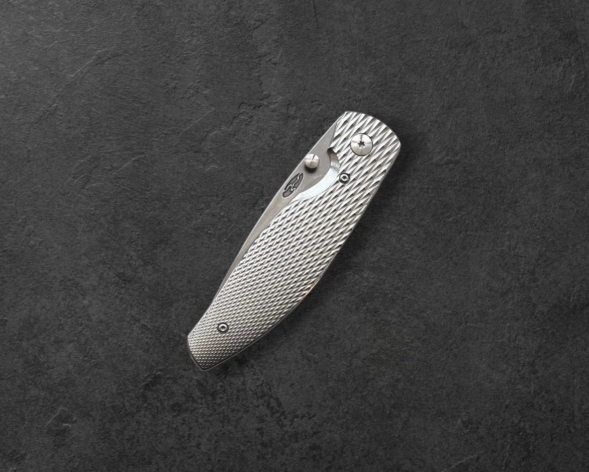 Three Rivers Mfg.-Three Rivers Mfg. (TRM) Atom - 3D Contoured Titanium LIZARD SKIN Handles - 20CV Blade-Urban Cutlery